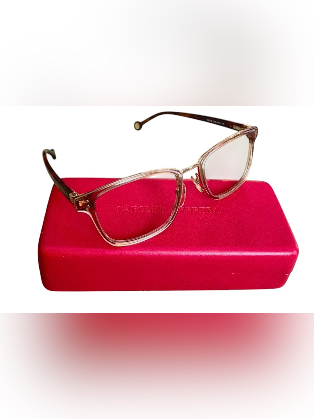 Carolina Herrera Vhe 728 Women's Translucent Brown Rx-Ready Eyewear Frame & Case